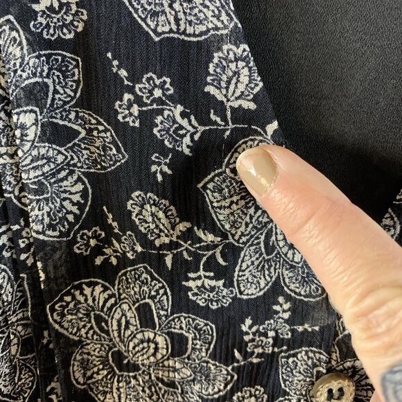 Anne Klein Womens Silk Midi Dress Sz 8 Black Chiffon Floral Flowy Dark Cottage - Picture 13 of 16